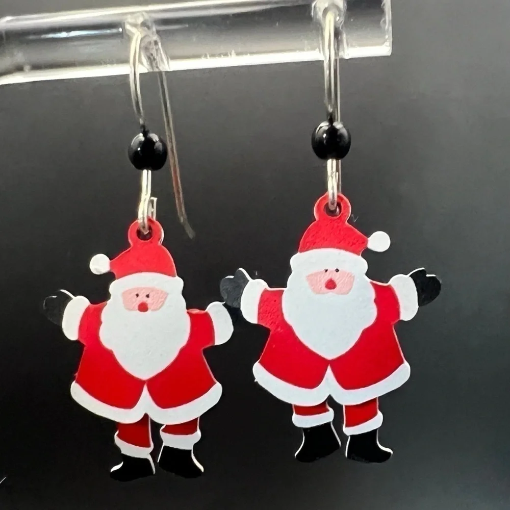 Santa Claus Christmas Earrings – Festive Holiday Jewelry with 925 Silver Hooks